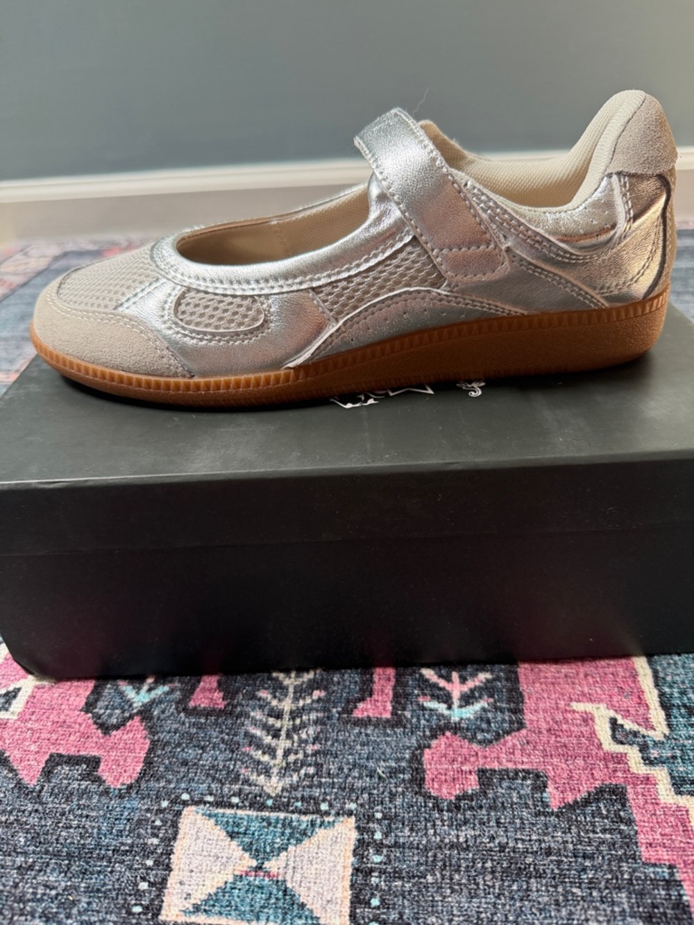 Silent D Metallic Silver Mary Jane Sneakers